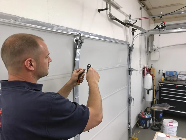 Before and after garage door dent repair by Lynnfield Garage Door Repair in Lynnfield