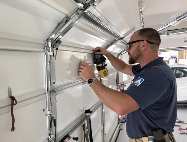 Lynnfield Garage Door Repair technician quieting a noisy garage door in Lynnfield