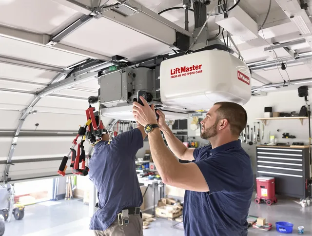 Lynnfield Garage Door Repair technician performing advanced diagnostics on garage opener in Lynnfield